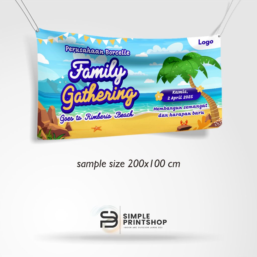 Spanduk Banner Family Gathering Model Biru Hijau Free Custom Design