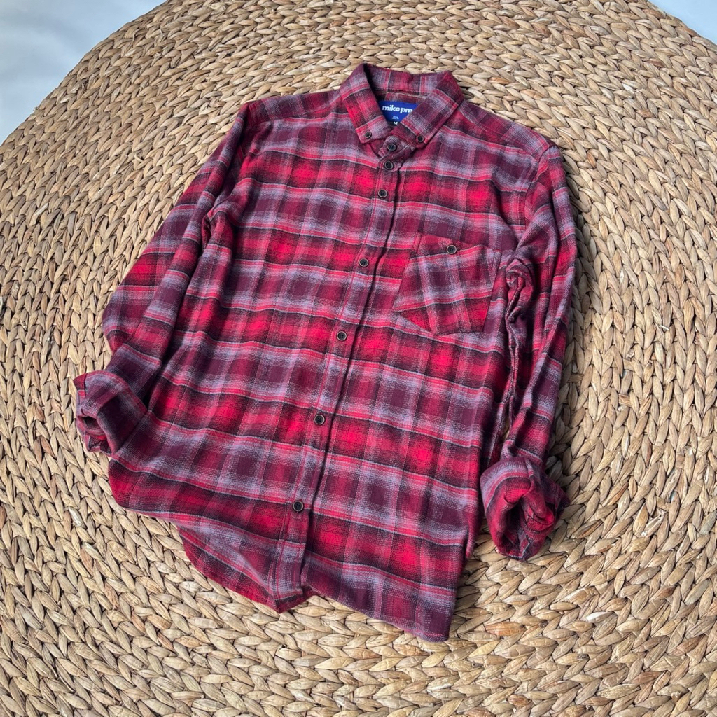 (BISA COD) Daily 032 Kemeja Flanel Terlaris Lengan Panjang Pria Wanita Hem Premium Quality Kameja Ke