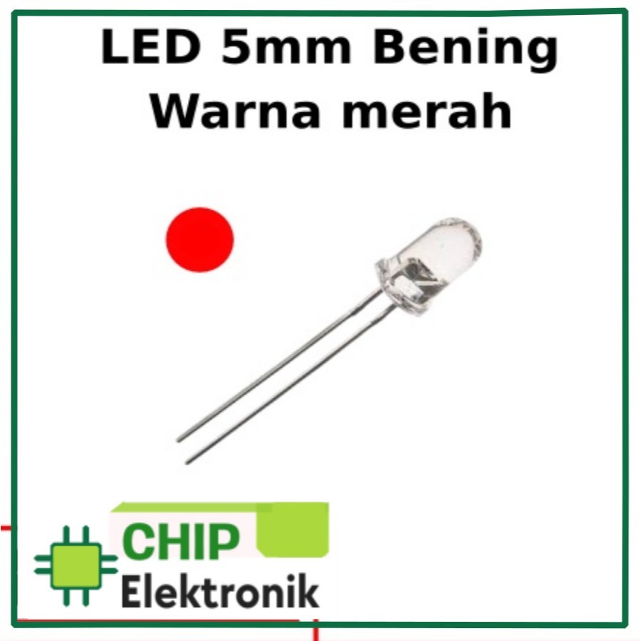 LED 5mm warna putih menyala warna merah.