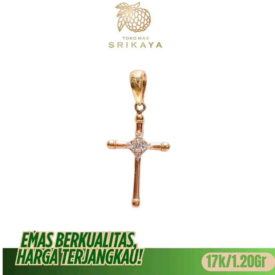 LIONTIN SALIB ZIRCONIA EMAS 17K SRIKAYA GOLD