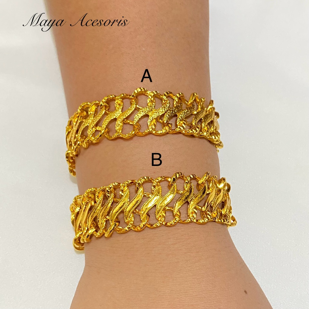 Gelang Dubai Lipan Lapis Emas Titanium 24k Anti Karat Anti Luntur