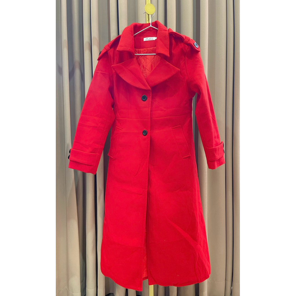 Long Coat Winter Merah Wanita