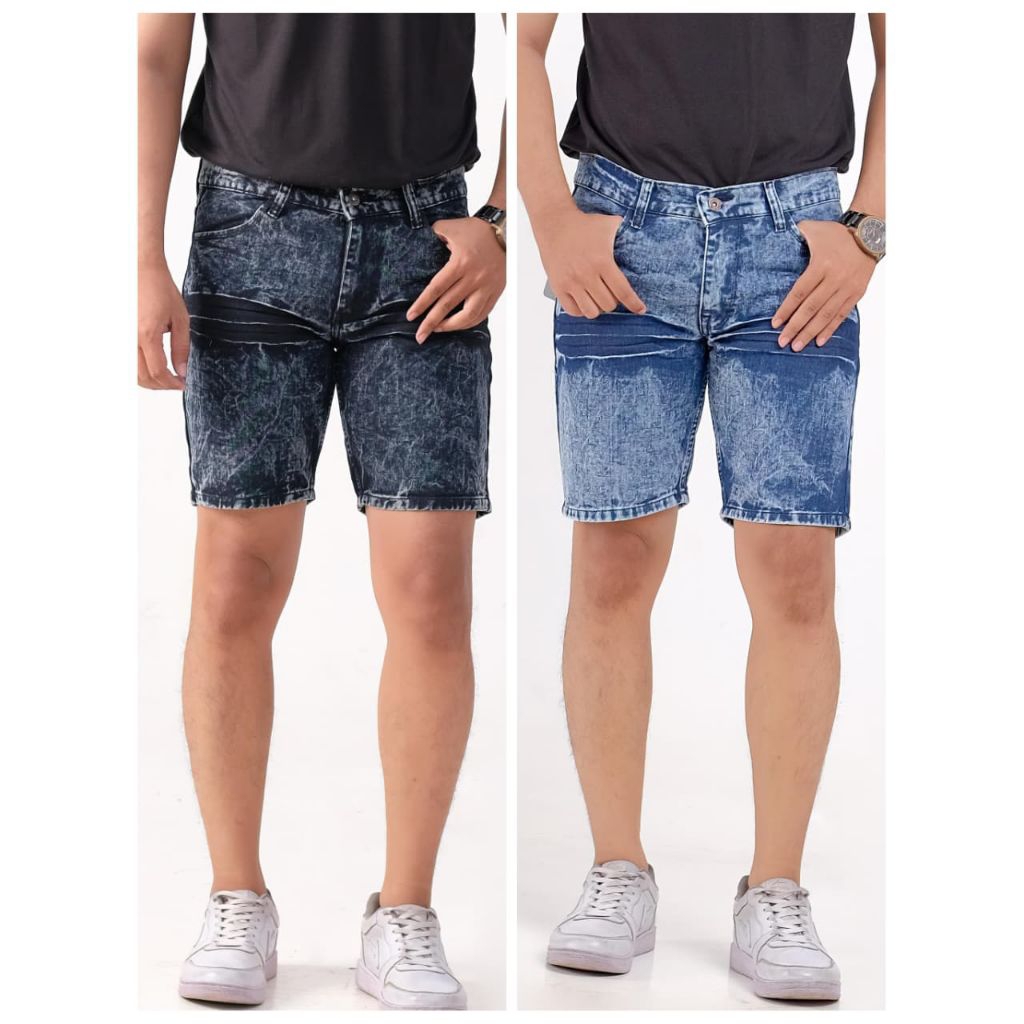 Celana pendek jeans pria motif ringkel size 27.33