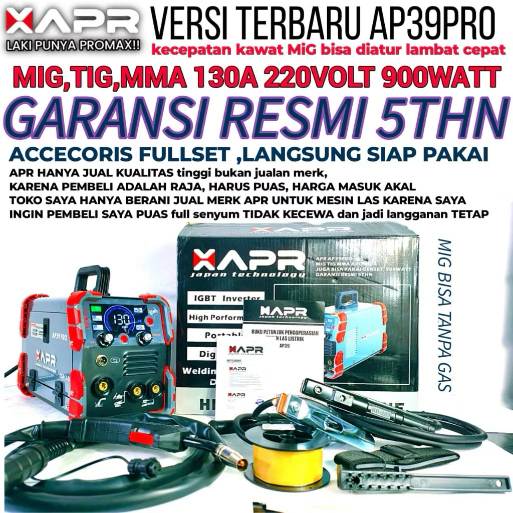 MESIN LAS APR AP39PRO Mesin Las MIG TIG MMA 130A 900W garansi 5th bonus welding machine