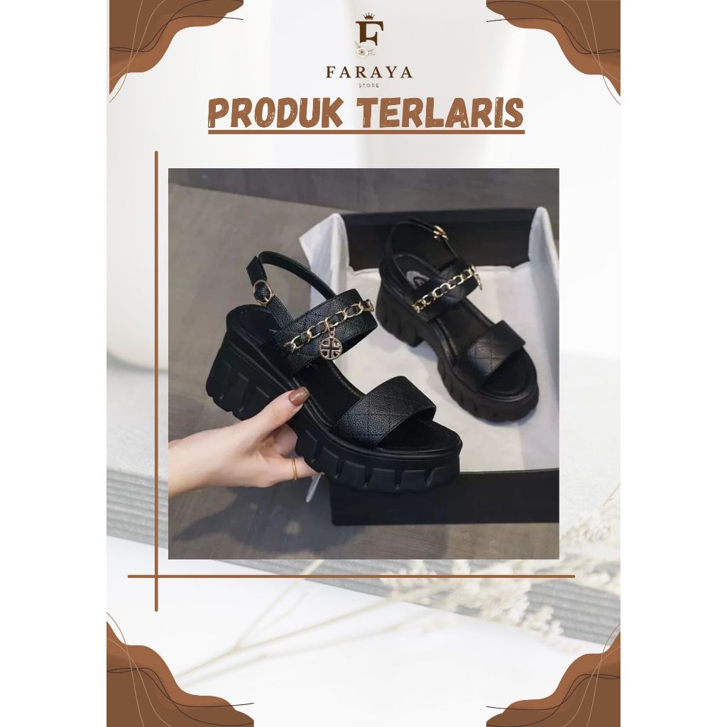 sandal wedges wanita tali flatform hits wedges korea terbaru
