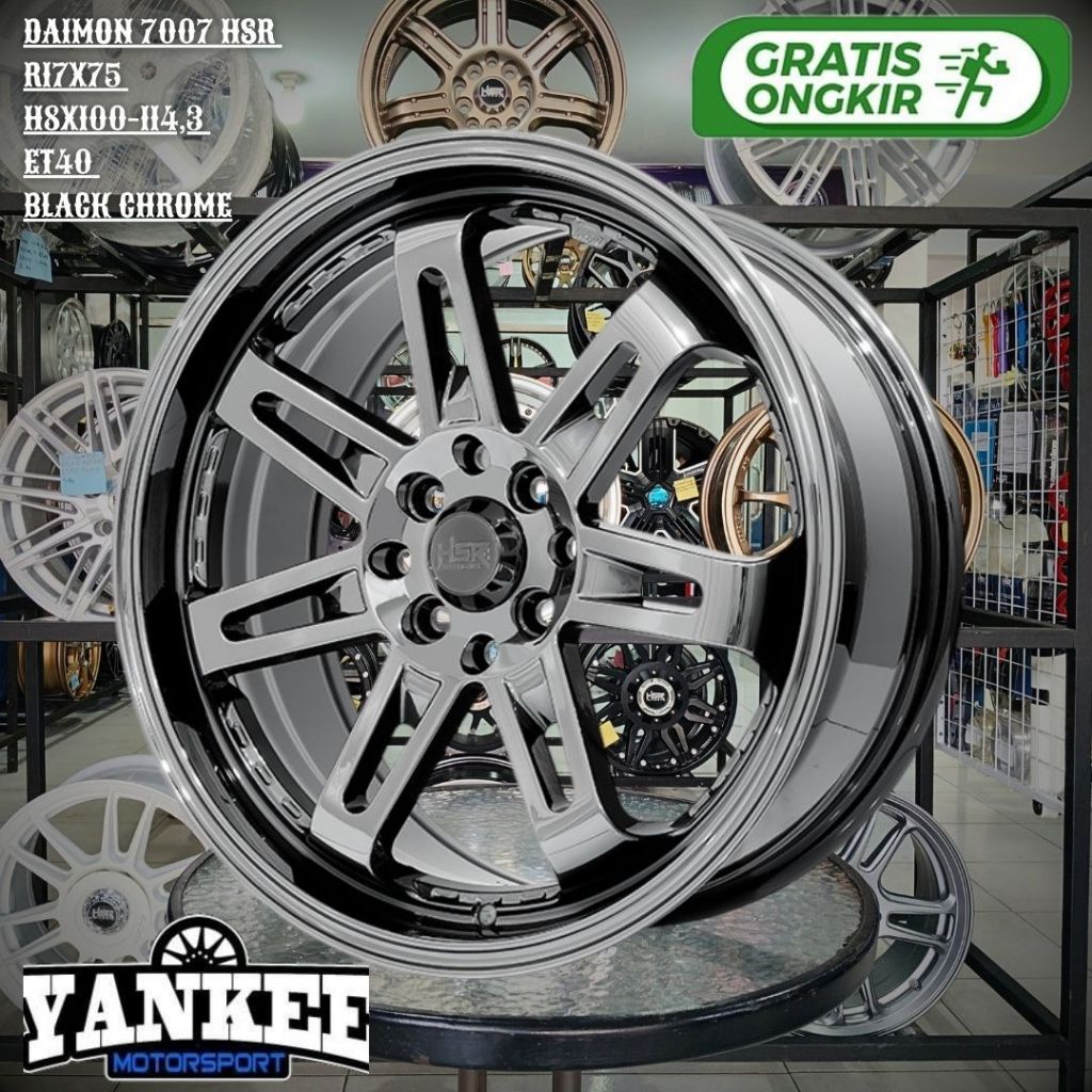 VELG HSR DAIMON RING 17 R17 BLACK CHROME PELEK UNTUK MOBIL AVANZA,CONFERO,YARIS,RAIZE