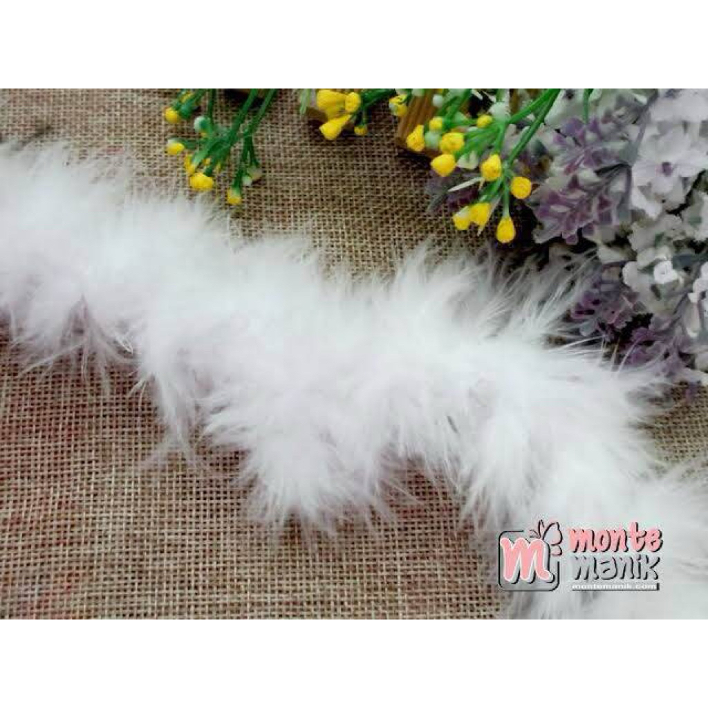 Bulu Angsa Halus Meteran Warna Putih | Bulu Angsa Meteran | Bulu Angsa Putih | Hiasan Bulu Halus