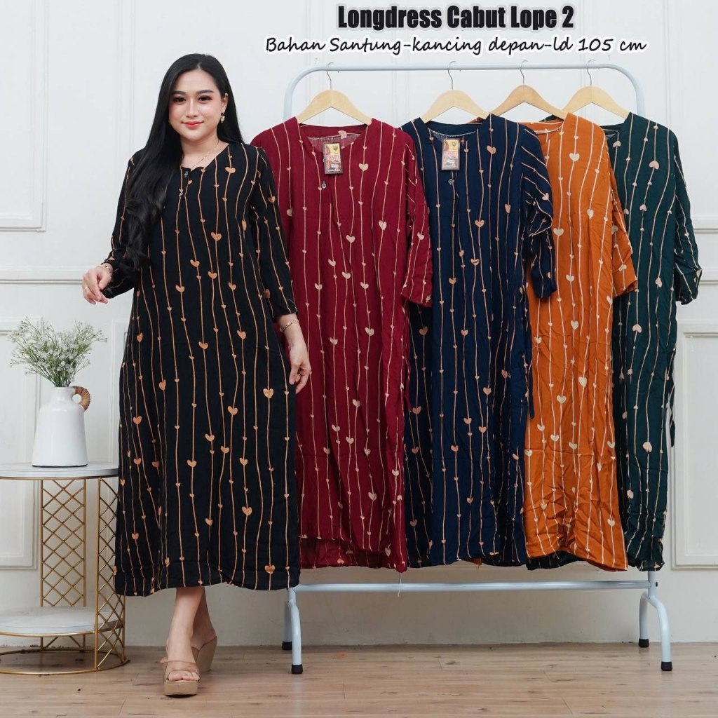 Longdress daster lengan panjang batik rayon kancing ibu hamil gamis baju wanita ibu menyusui