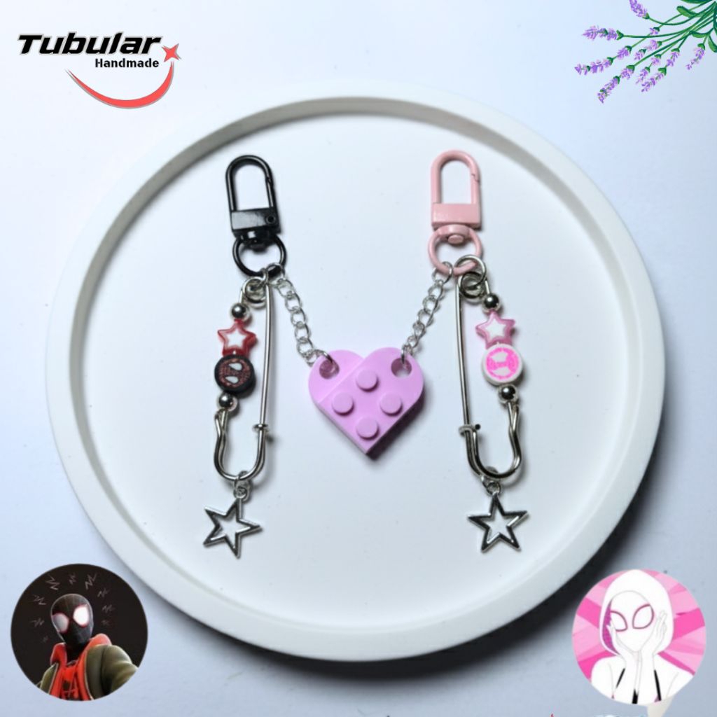 PULSERA KEYCHAIN LEGO COUPLE PULSERA Keychain Simple Aesthetic Spiderman Gantungan Kunci Couple Mile