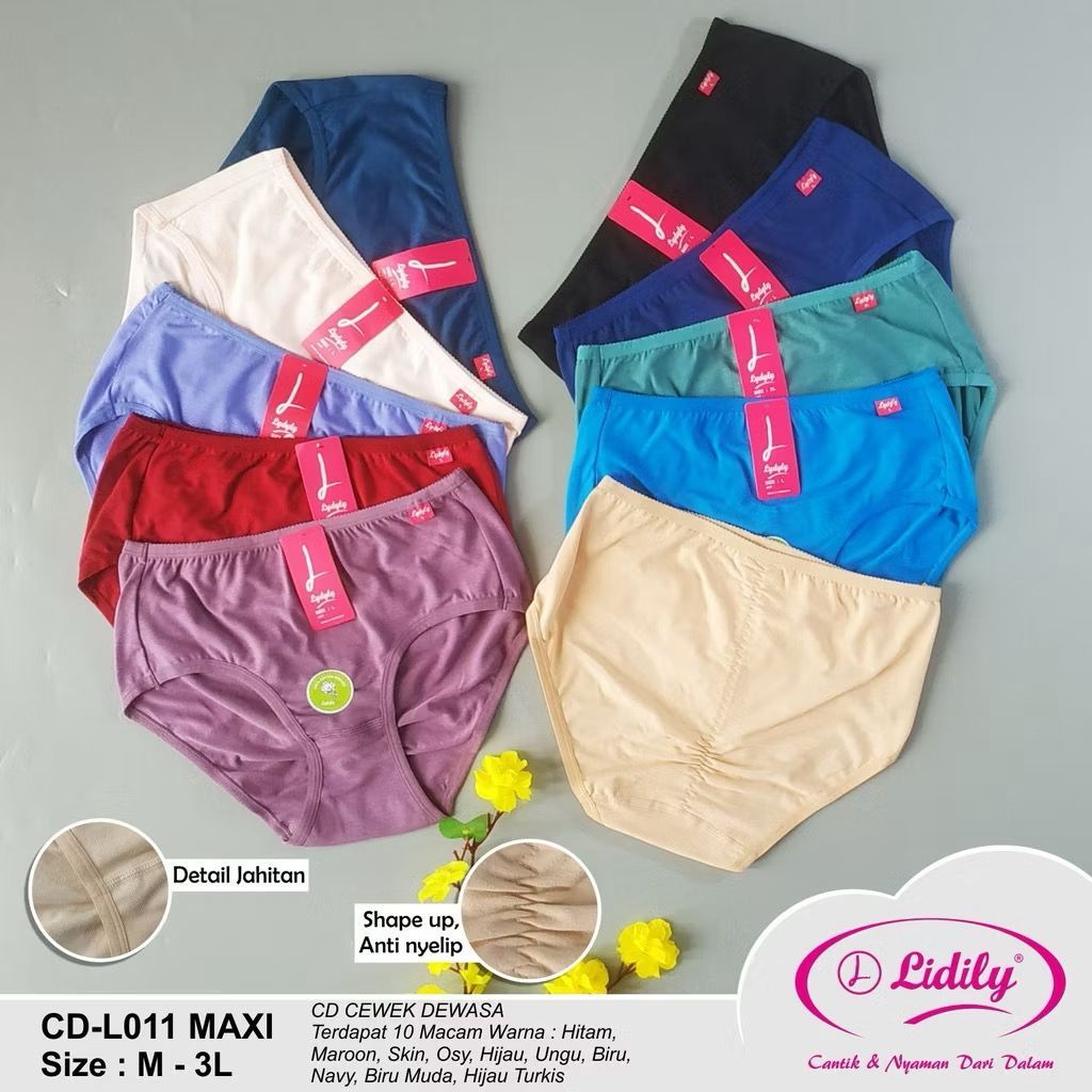 CD Wanita Lydyly 1227 Anti Bakteri | Celana Dalam Wanita Dewasa Katun Maxi Isi 3-12pcs