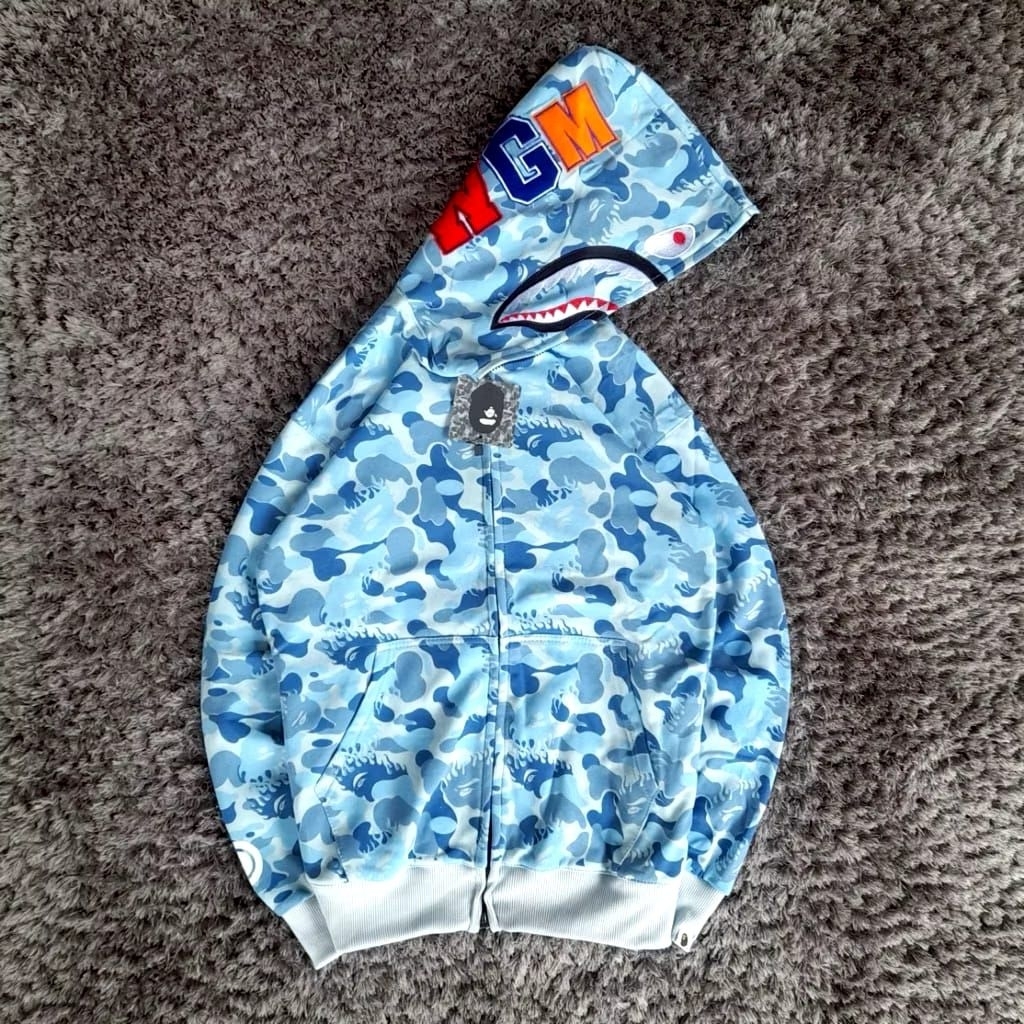 HOODIE ZIPPER BAPE BLUE FIRE