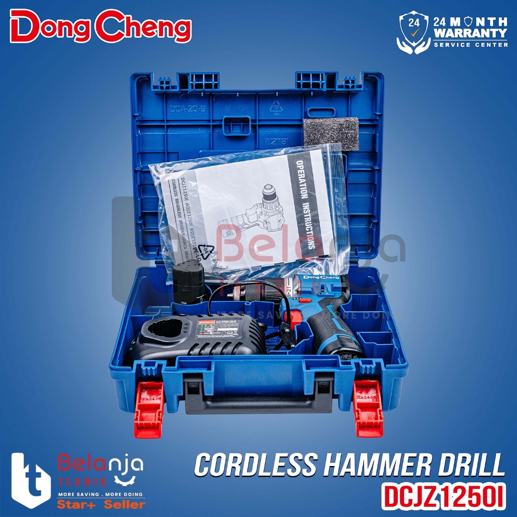 Mesin Bor Beton Baterai Dongcheng DCJZ1250i EK 12V Cordless Impact Drill DCJZ 1250i EK Set 2 Baterai