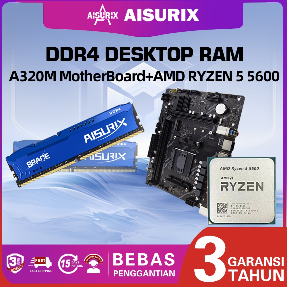 AISURIX A320M Motherboard ATX AMD CPU RYZEN 5 5600 Support DDR4 Memory Socket AM4 Mobo SATA 3.0 6Gb/