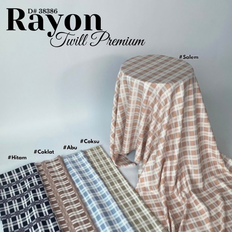 KAIN RAYON TWILL MOTIF KOTAK GINGHAM 0.5 METER ( BAHAN DAILY WEAR ) D#38386 - ARSYTEXTILE