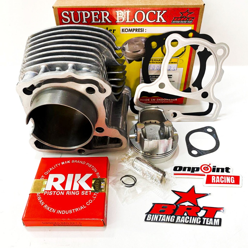 BLOK BORE UP BRT GENIO BEAT DELUXE SCOOPY STREET FI ESP CAST IRON FORGED PISTON 53MM 100% ORI BRT