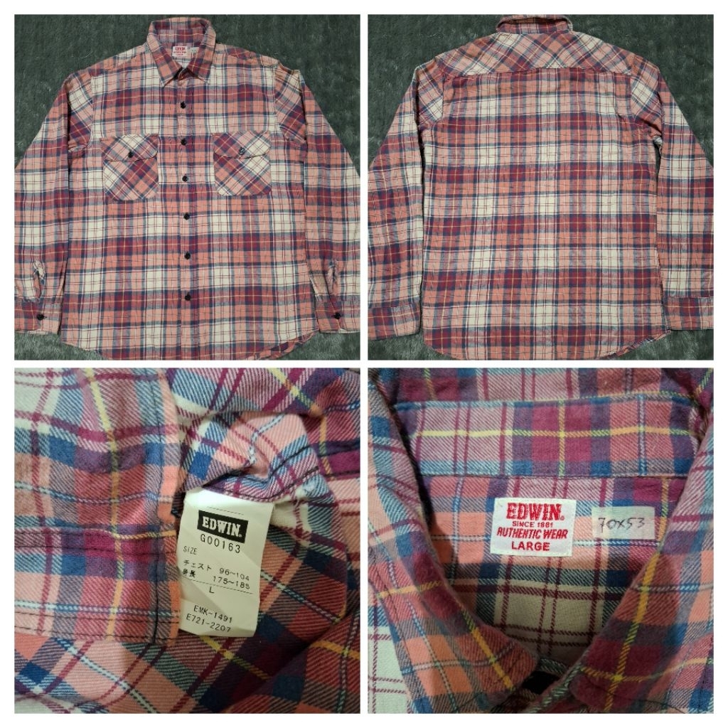 kemeja flanel Edwin size 70x53cm orange