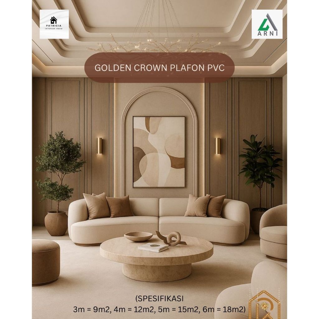 Plafon PVC Modern Golden Crown | Plafon PVC Elegan 200 x 7mm