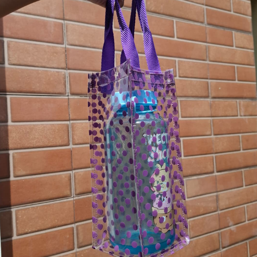 Tas Tumbler Botol 1 Liter Transparan Motif Bintang / Goodie Bag Mika Premium 0.5 / Tas Botol/ ToteBa