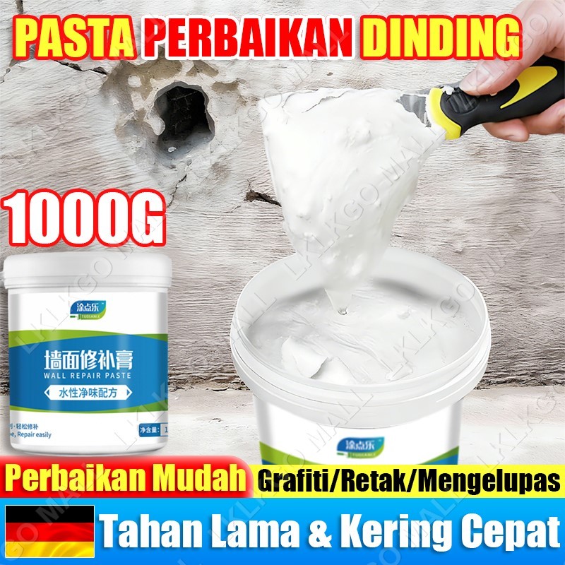 dempul tembok retak dan bolong dempul tembok plamir tembok 1kg Tahan air Anti jamur Tanpa bau Pelest