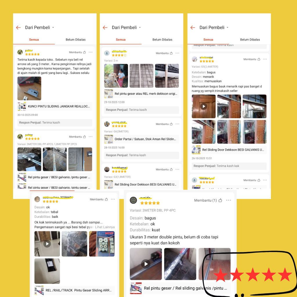 Uddjaya_ Rel / Rail/ Track Pintu Geser Sliding Arrone A6 Double (3 Meter) (A6+Rd100) Free Pp012 4Pcs