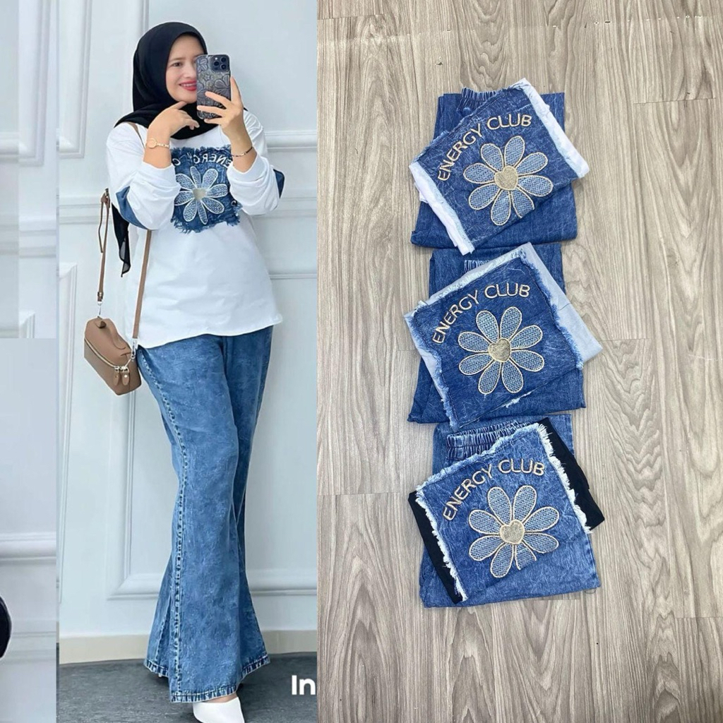 Setcel kombed mix jeans wanita cewe terbaru Import /setelan celana combed mix jeans wanita terbaru t