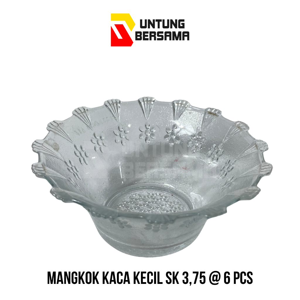 [6 PCS] MANGKOK KACA MOTIF GERIGI SK 3.75 / MANGKOK KACA KECIL SOUVENIR