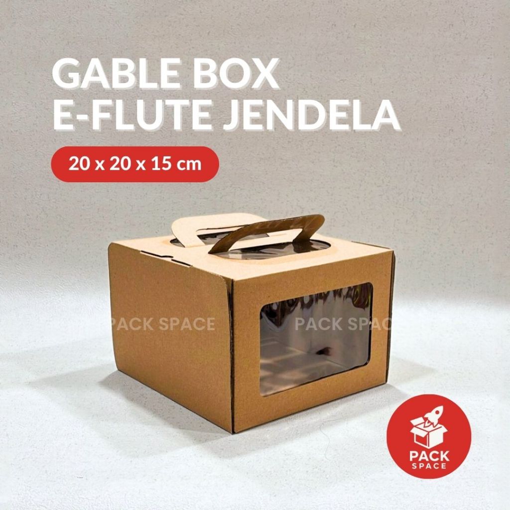 Box Jinjing E-Flute Gable Box 20x20x15 cm untuk Hampers Cake dll