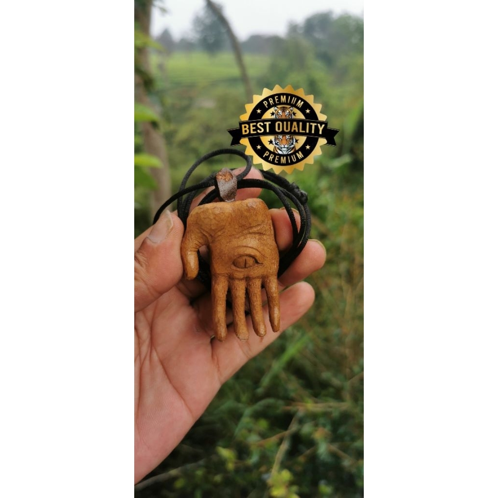 kalung kayu kaboa asli garut motip ukir tangan dewa