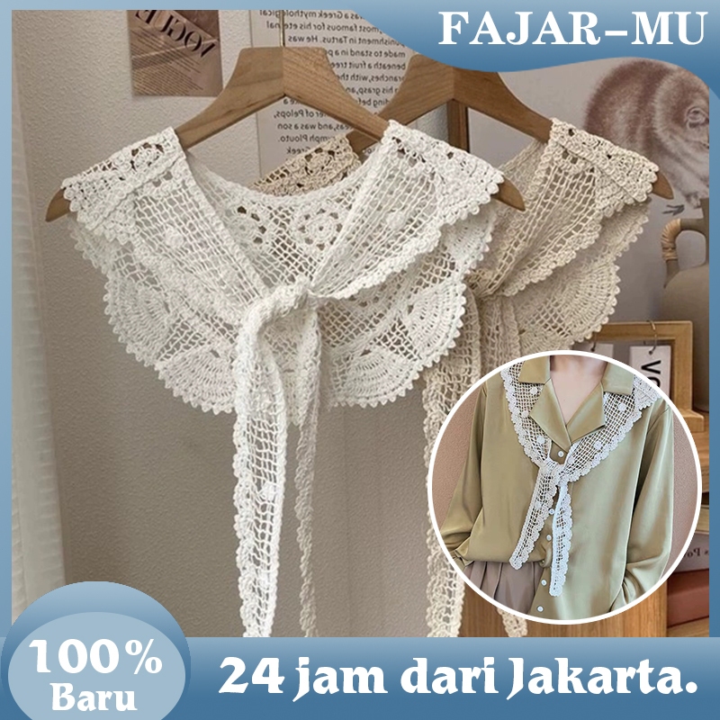 Kerah Baju Palsu Kerah Instan Fake Collar Renda Berongga Korean Syal Kekinian Kerah Wanita