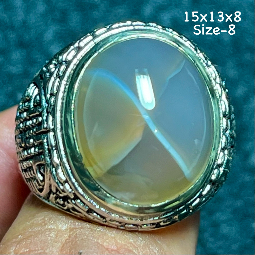 Cincin Batu Akik Natural Tapak Jalak Luster (Asli Alam