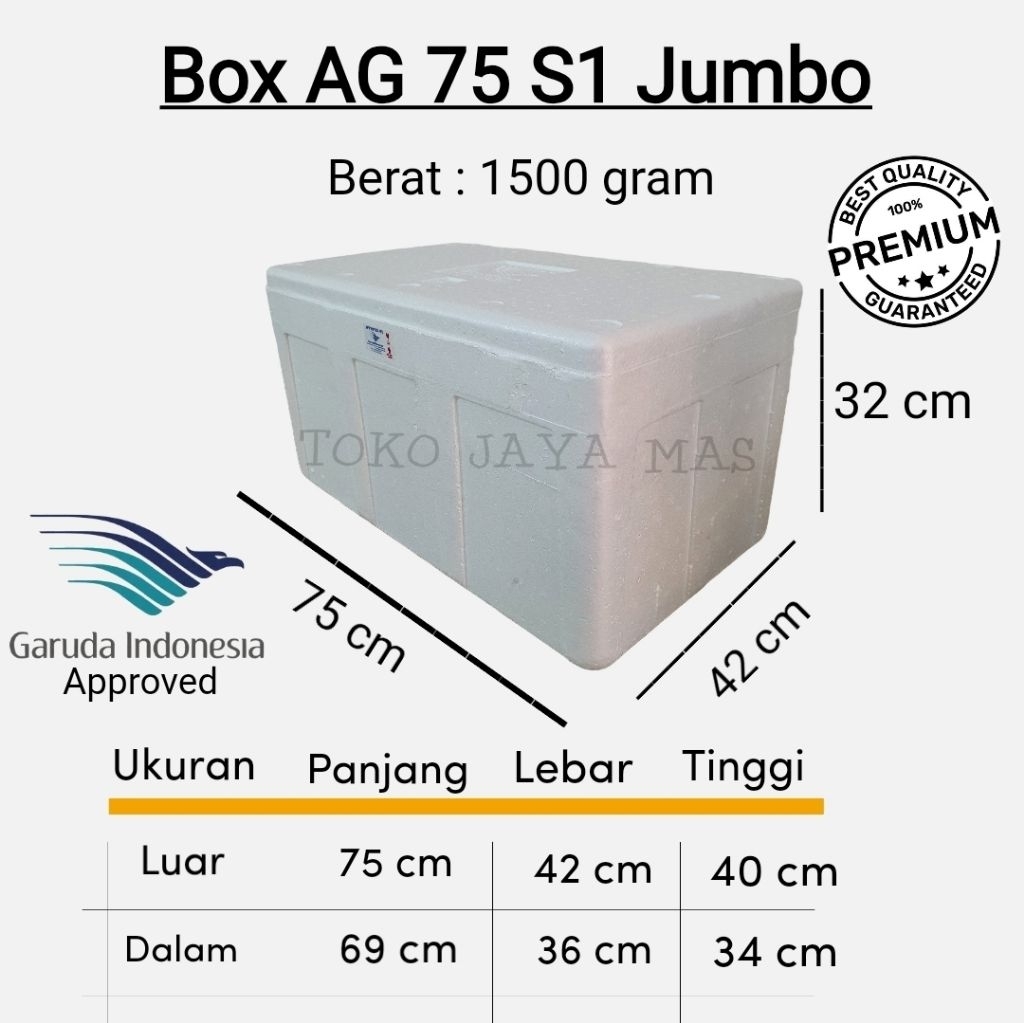 Box Styrofoam Garuda AG 75 HD1 Tinggi 40cm Jumbo Box Es Ikan Frozen