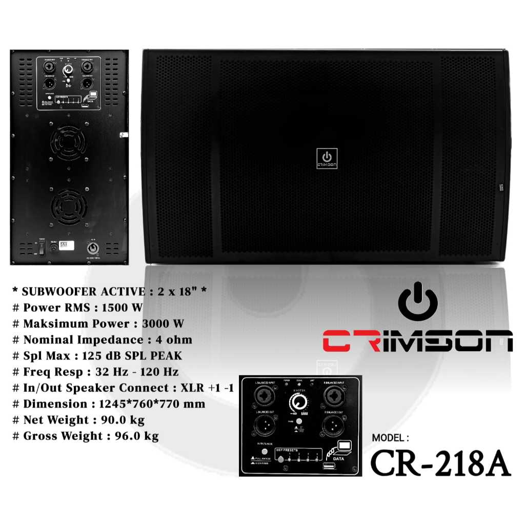 Subwoofer Aktif 2x18 Inch 1500W CR-218A Original
