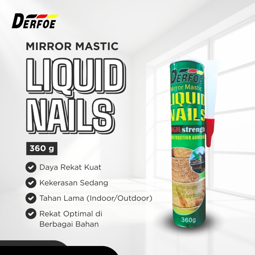 HOME SPRINGKLE - (1 DUS) Derfoe Liquid Nails Lem kontruksi serbaguna / paku / kramik / kayu 100% ori