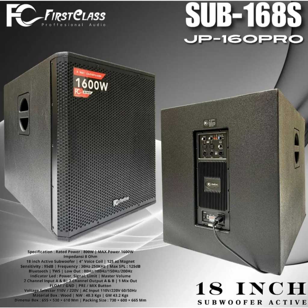 Speaker Subwoofer Aktif 18 Inch Firstclass JP 160 PRO SUB - 168S