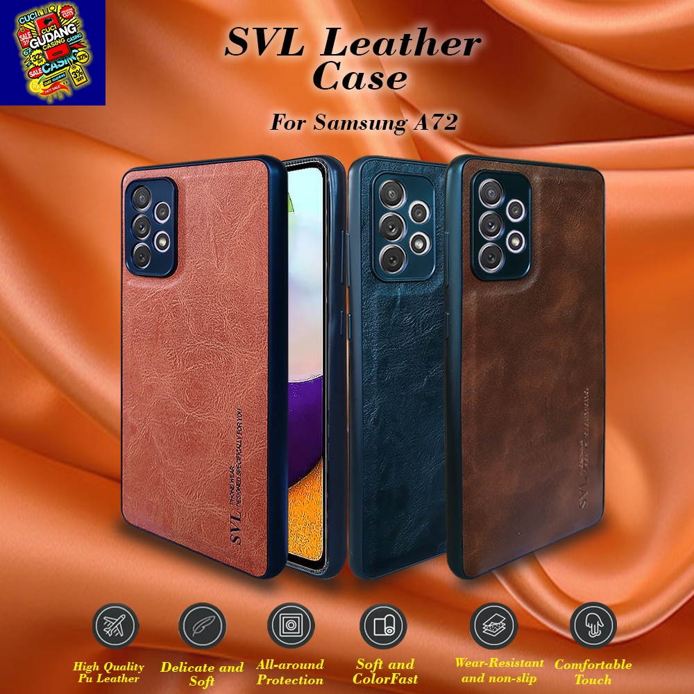 [ CUCI GUDANG ] Case Hp Samsung A72 / A72 5G Case SVL Leather Casing Slim Softcase Kulit Cover