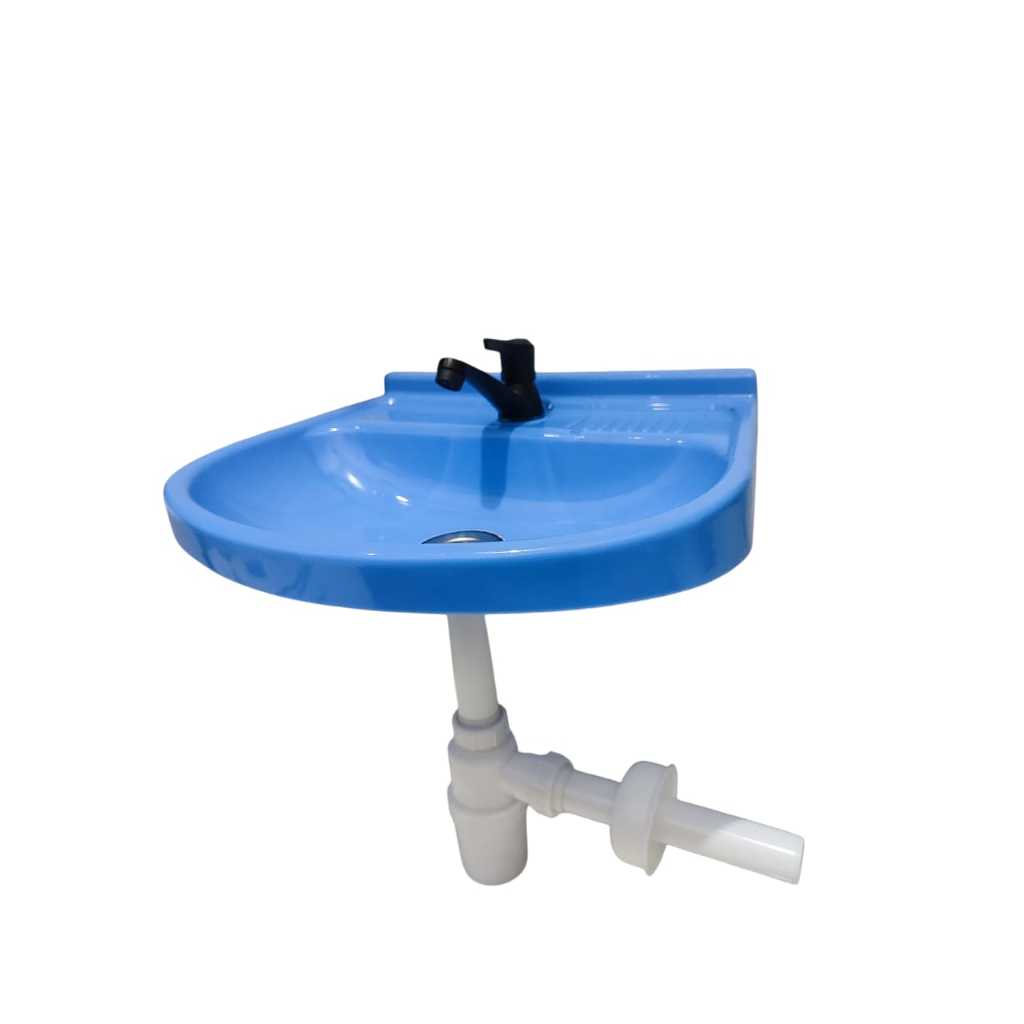 Wastafel PVC premium bahan plastik warna BIRU Kran babet engkol