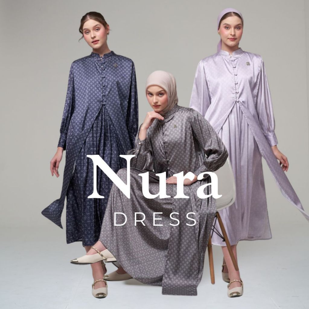 ROOLA - Nura Dress Silk | Raya Outfit Sarimbit Casual Semi-Formal Gamis Motif