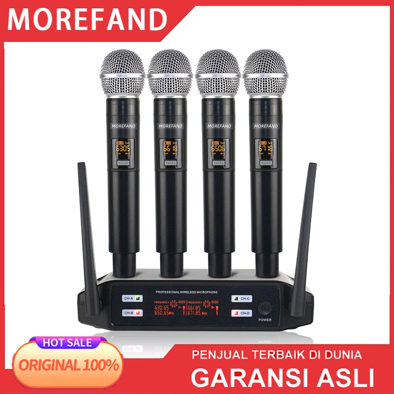 MOREFAND Mikrofon Karaoke Nirkabel Wireless Profesional | Sinyal Stabil | Mic Wireless Original Mena