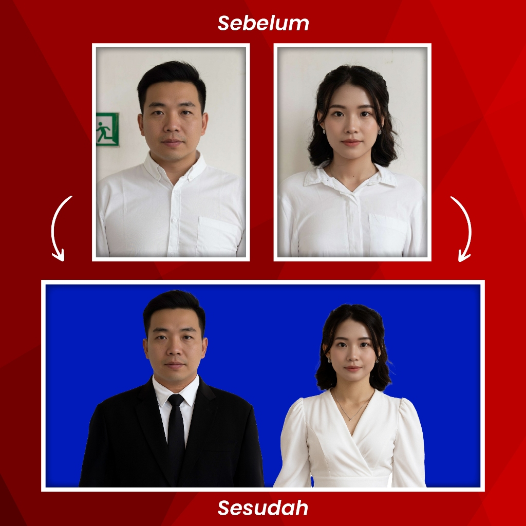 Jasa Edit Pas Foto Nikah | Kemeja Putih + Background Biru Profesional