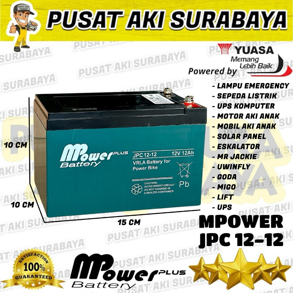 TERMURAH MPOWER 12V 12AH AKI LAMPU EMERGENCY SEPEDA LISTRIK UPS KOMPUTER MIGO GODA 12 VOLT 12 AMPER 