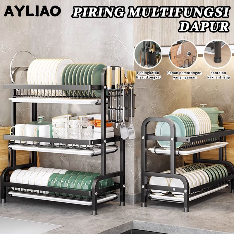 AYLIAO Rak Piring Gantung Stainless Steel Rak Piring Estetik Rak Piring Wastafel Rak Dapur