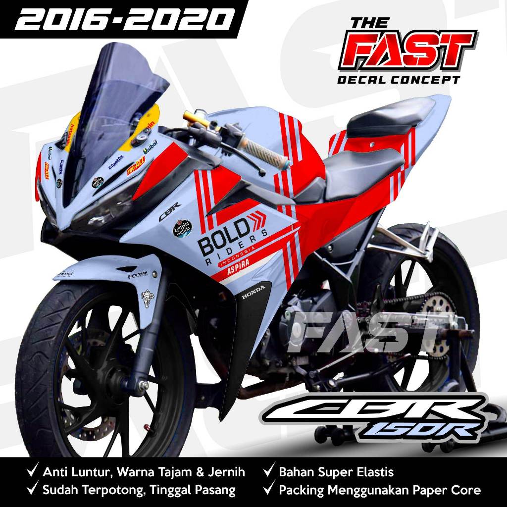 TERBARU Decal Sticker CBR 150R 2016-2020 Striping Variasi Motif Gressini Racing fulblok CBR 150R FAC