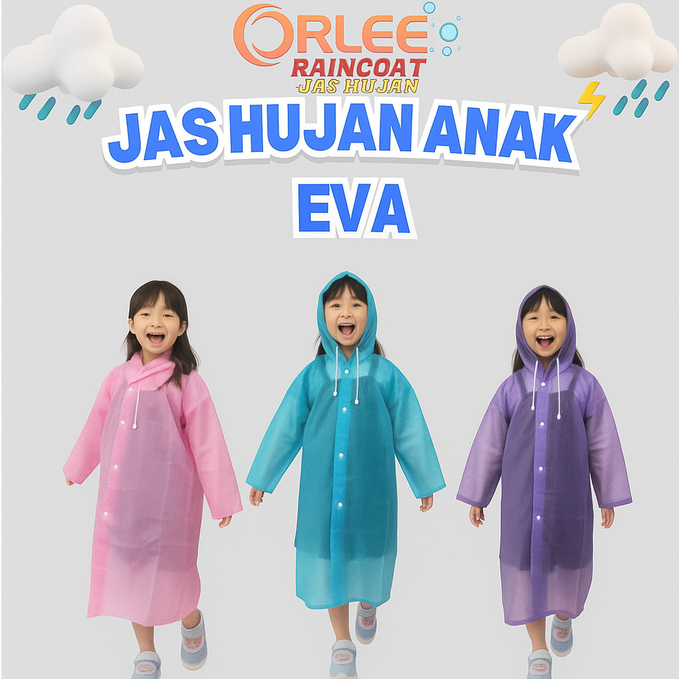 [Anak-Anak] Jas Hujan Plastik | Jas Hujan | Jas Hujan Eva | Jas Hujan Atasan Lengan Panjang