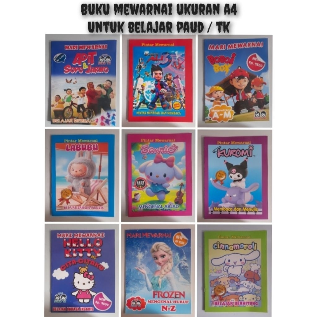 Paket Buku Mewarnai PAUD/TK Ukuran A4 besar
