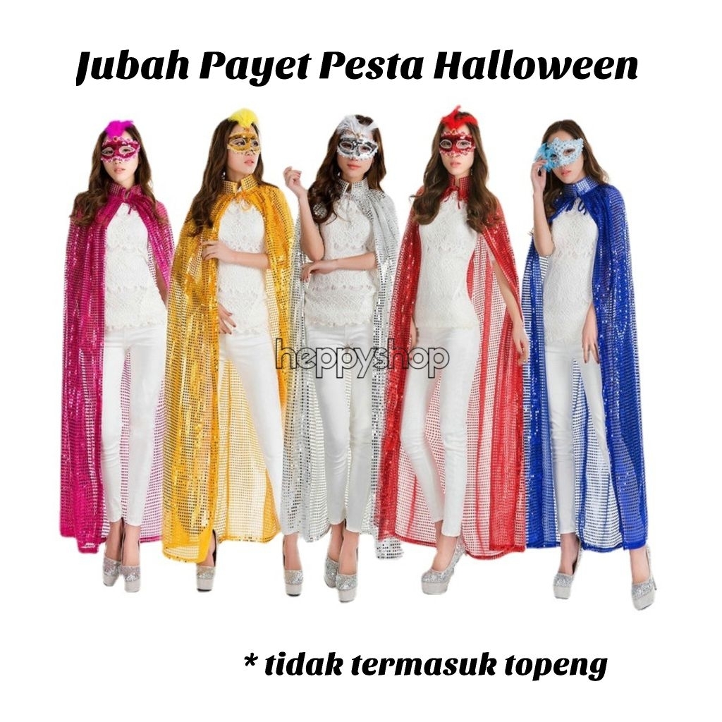 Jubah Payet Pesta Halloween, Kostum Cosplay Wanita Dewasa