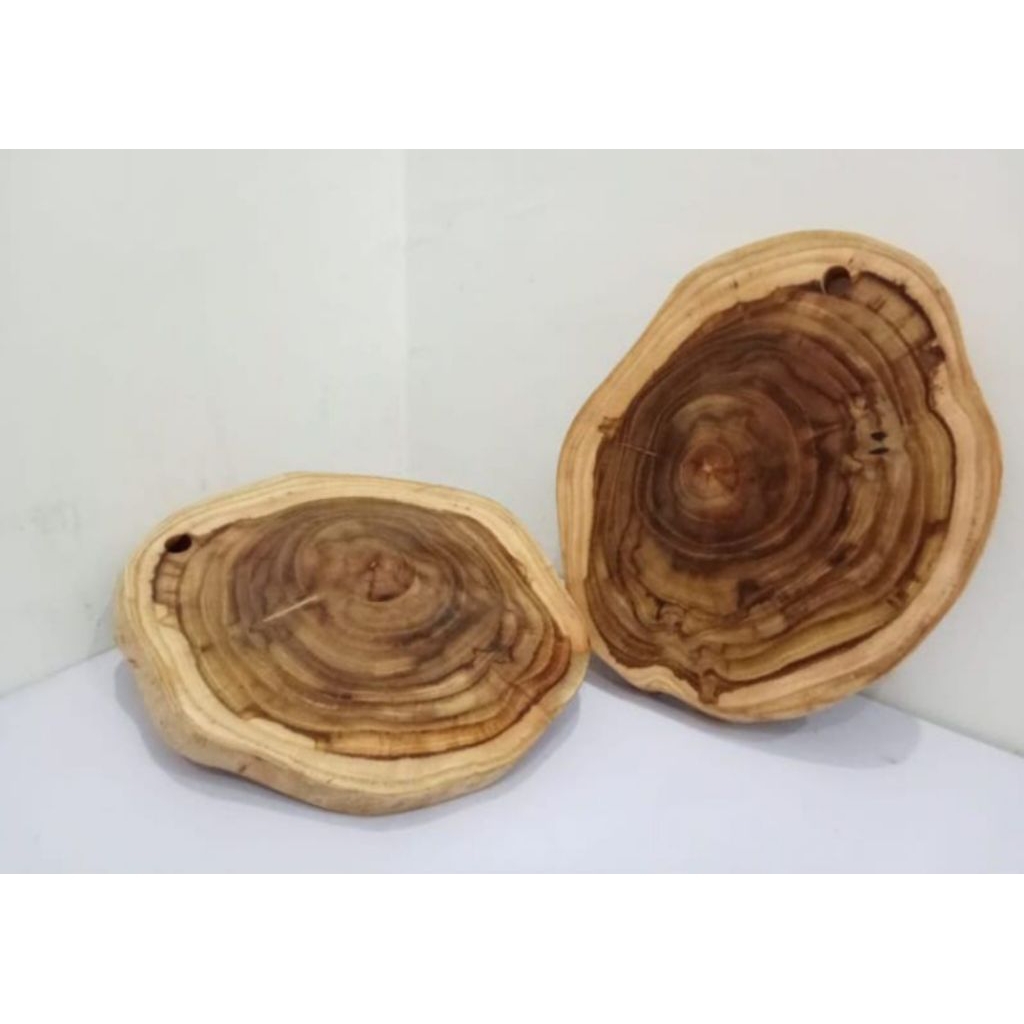 Potongan kayu jati premium Natural/talenan kayu jati diameter 20-25 cm