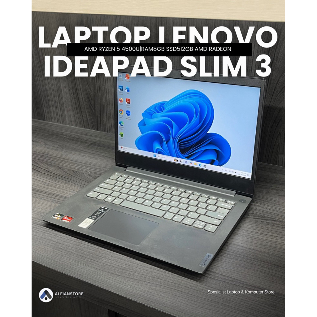 LAPTOP LENOVO IDEAPAD SLIM 3 AMD RYZEN 5 4500U RAM8GB SSD512GB