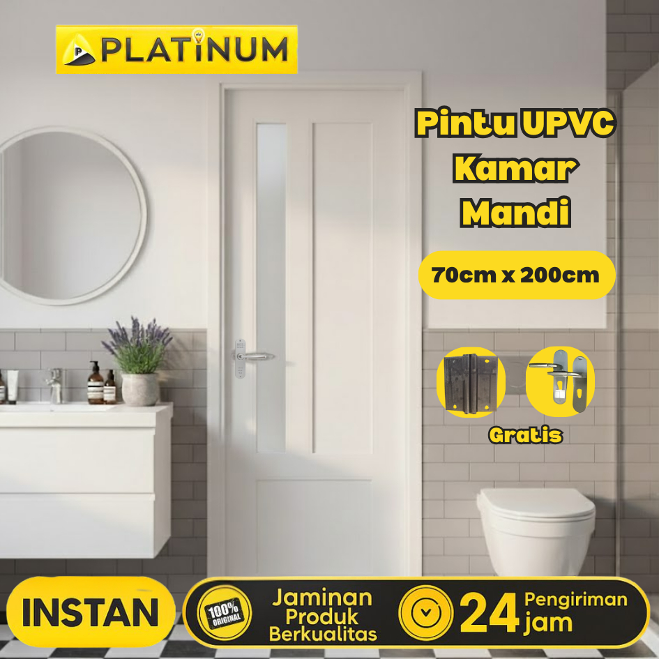 Pintu Kamar Mandi UPVC Platinum 70CM x 200CM Pintu Kamar Mandi UPVC Tebal Pintu Kamar Mandi Premium