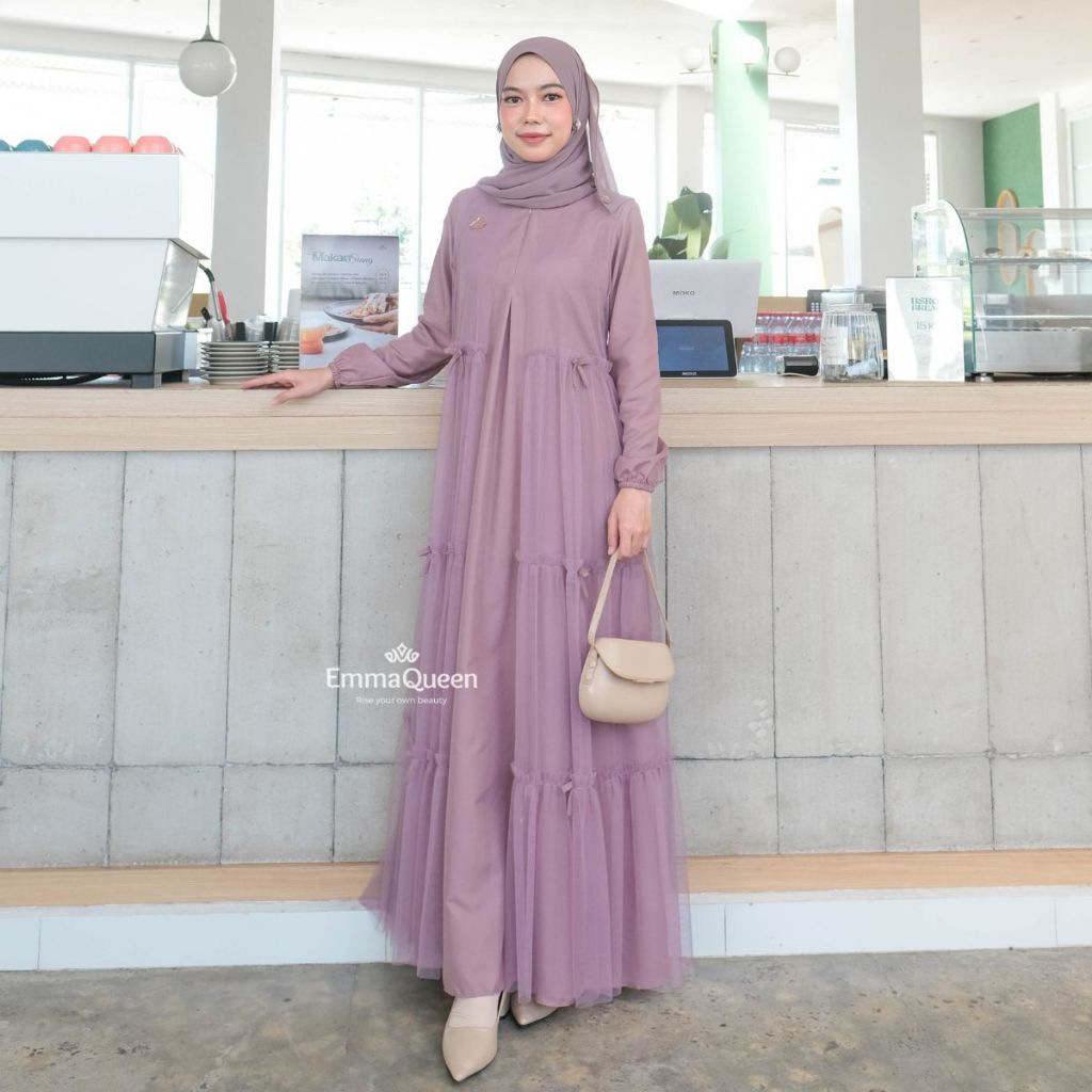 GAMIS MEWAH ELEGAN TERBARU 2026 - Dress Wanita Katun tile Variasi Pita XS-XXL Kimy - Dress Wanita Ke