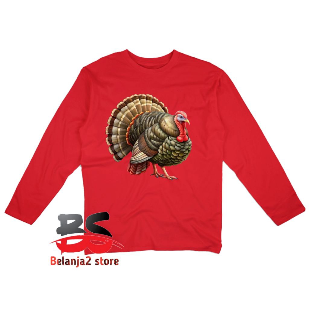 BAJU ANAK KAOS ANAK MOTIF GAMBAR AYAM KALKUN LENGAN PANJANG ATASAN ANAK FREE NAMA